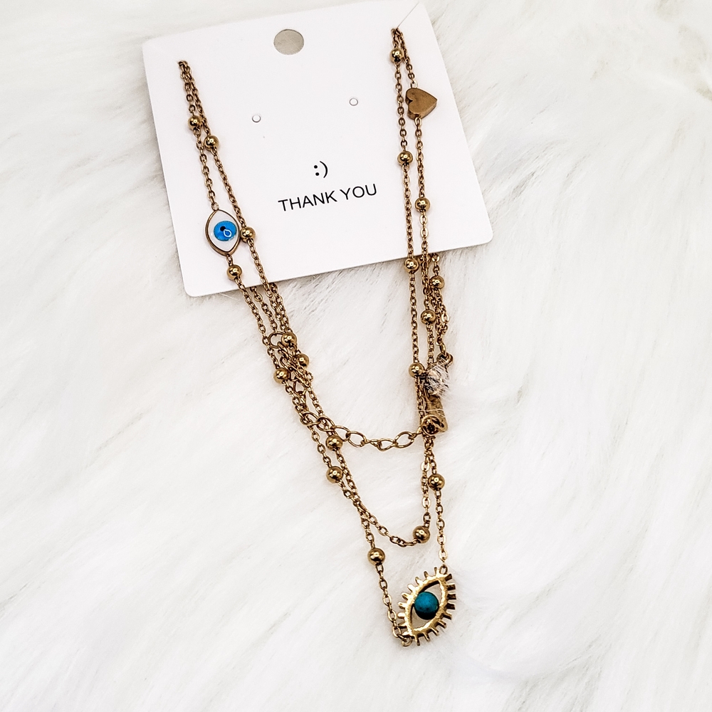 Gold Evil Eye Necklace - Picture 2 of 7